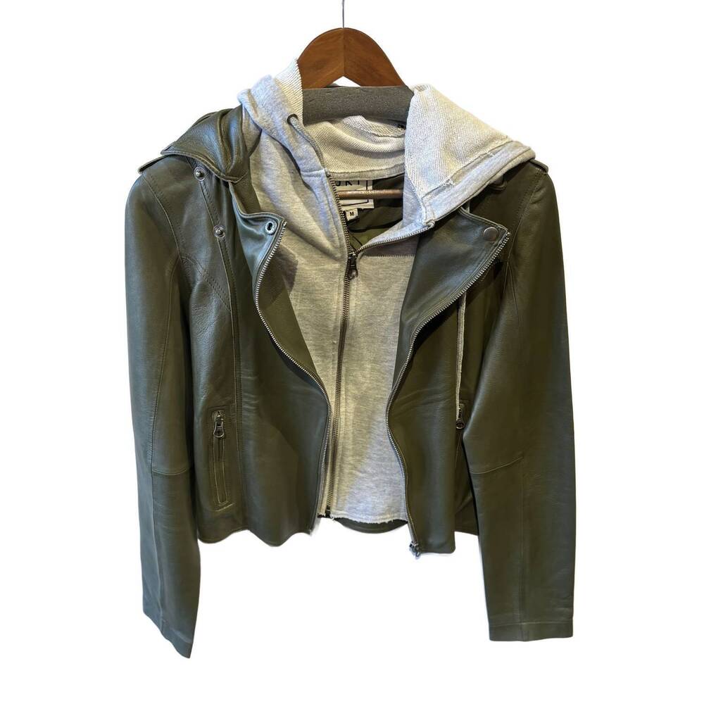 NEW JAKETT women's molly burnished leather jacket in thyme